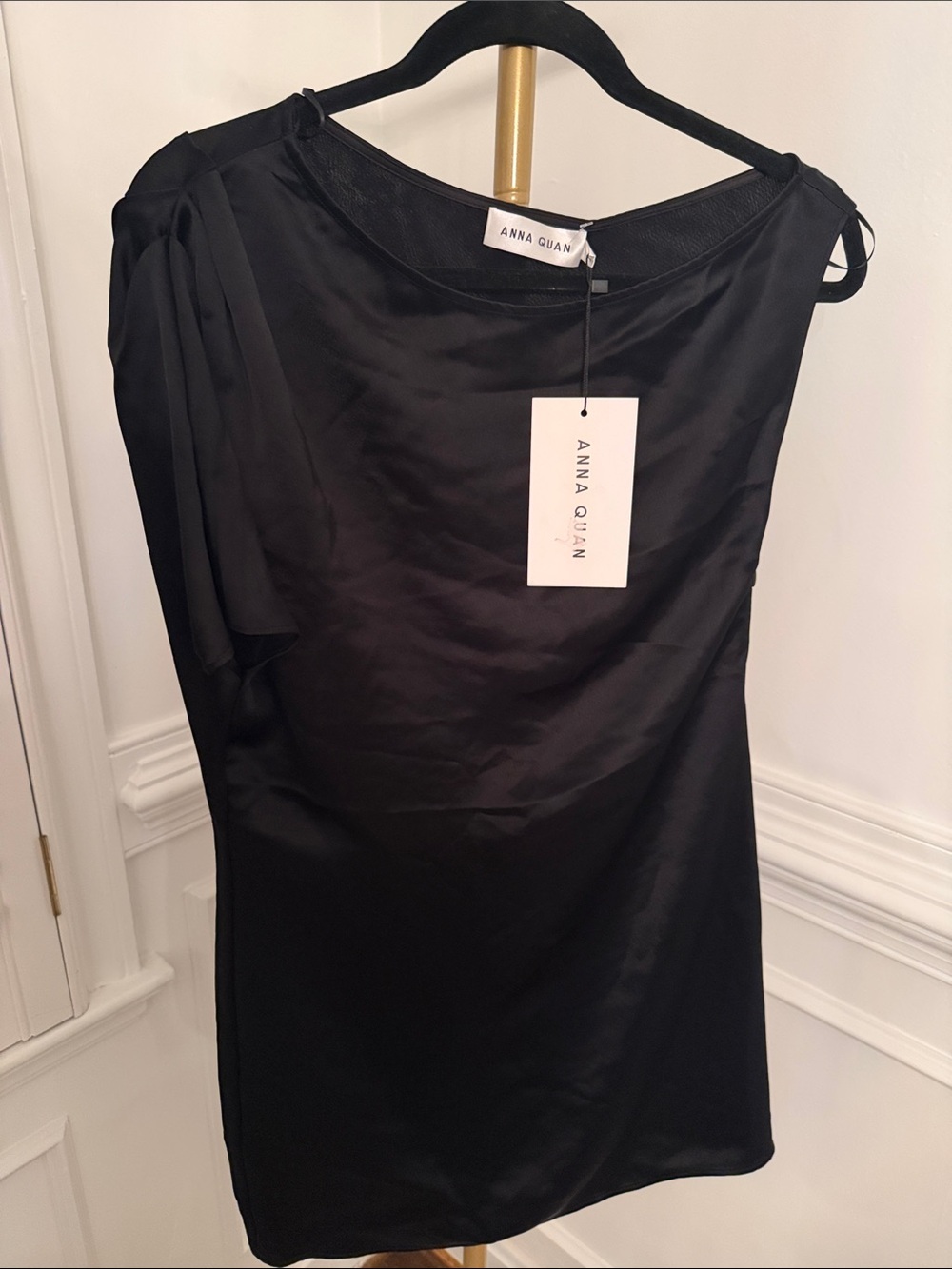 Anna Quan Black Satin Mini Dress